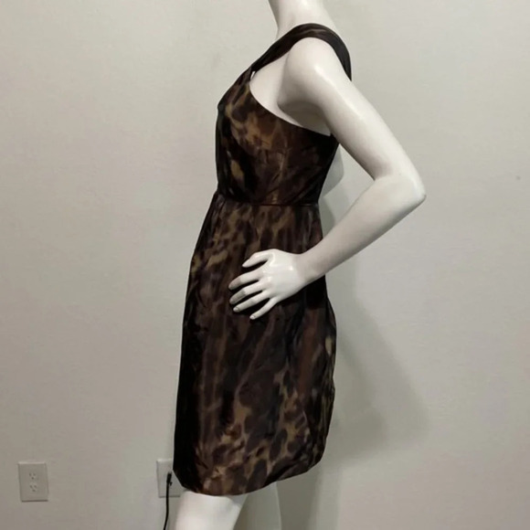 Banana Republic Halter Dress Empire Waist Sleeveless Leopard Pattern Brown 6P - Picture 4 of 7